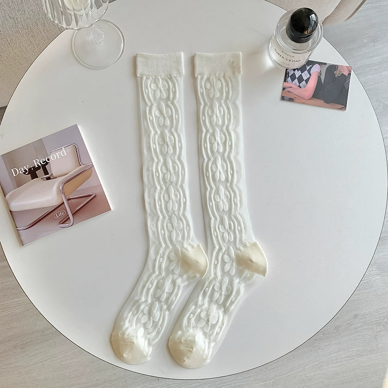 [2 Pairs] Pure White Summer Wear Calf Socks Suitable for Spring and Summer Matching Skirt