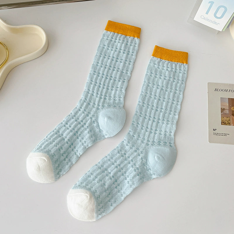 [4 Pairs] Summer Mesh Thin Dopamine Hole Pure Cotton Material Is Beautiful