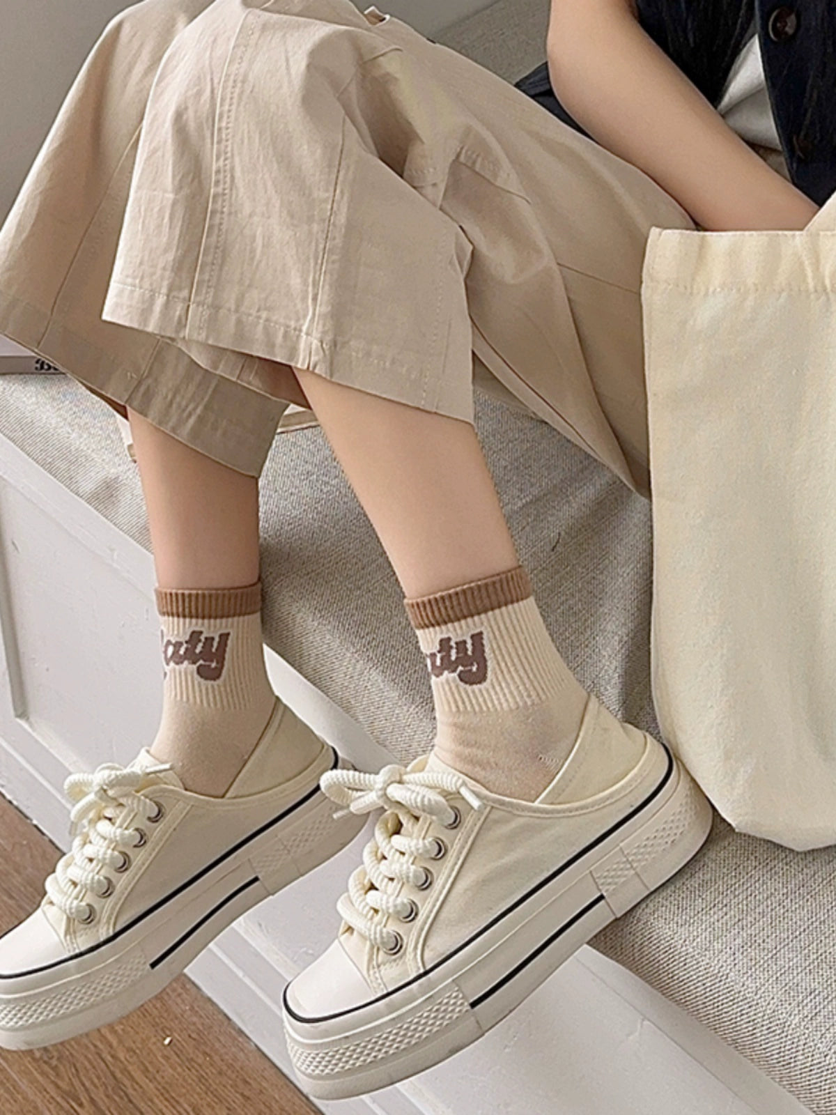 [5 Pairs] Create a Different Self-Made Spring and Summer Thin Pure Cotton Breathable