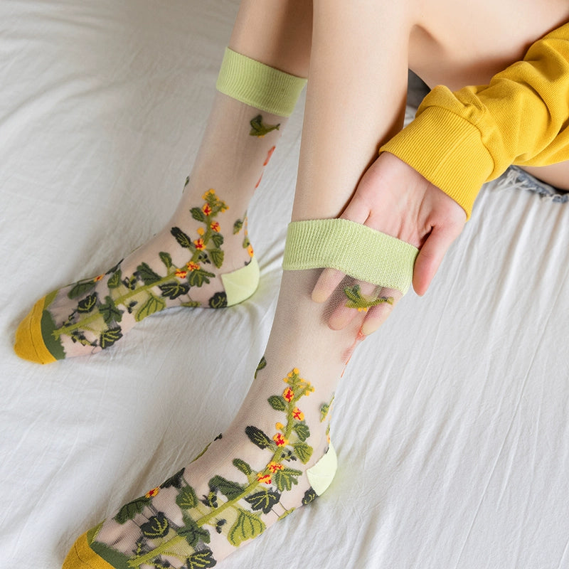 [3 Pairs] Spring and Summer Thin Personalized and Mori Totem Tide Stockings