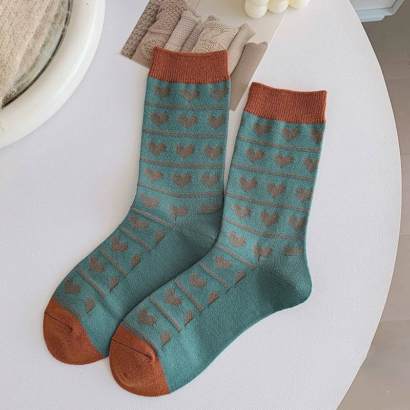 [4 Pairs] Sorry I'm Late, Girl Spring and Summer Double Needle All-Match College Style Mid-Calf