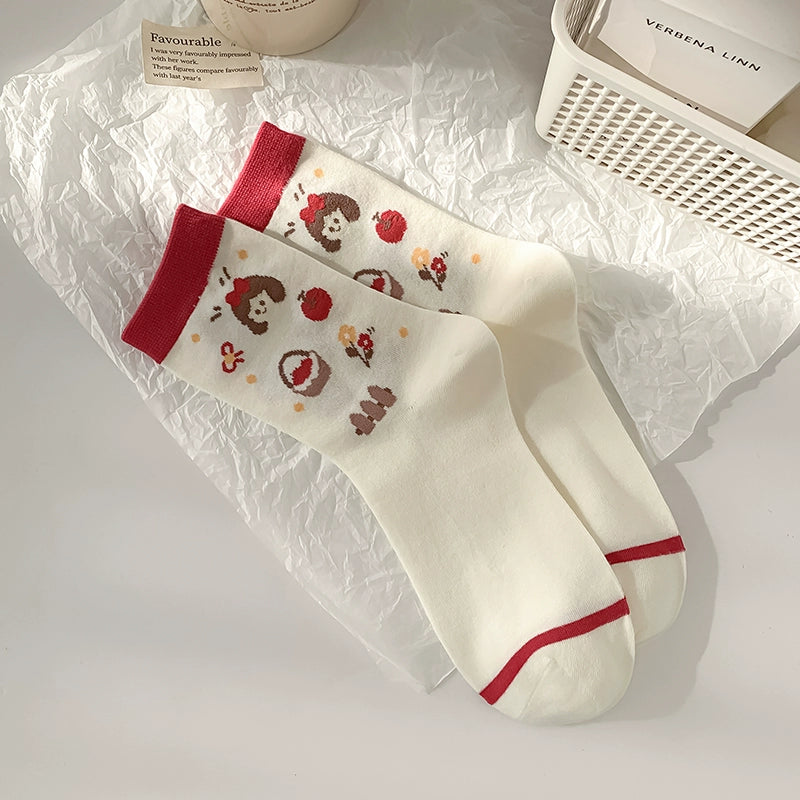 [4 Pairs] Trendy Cute Elements Summer Thin Breathable Japanese Cute Wear