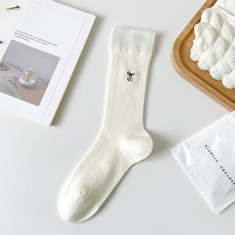 [5 Pairs] Solid Color Bowknot Cute MUA Summer Thin Breathable Little Fairy Wear