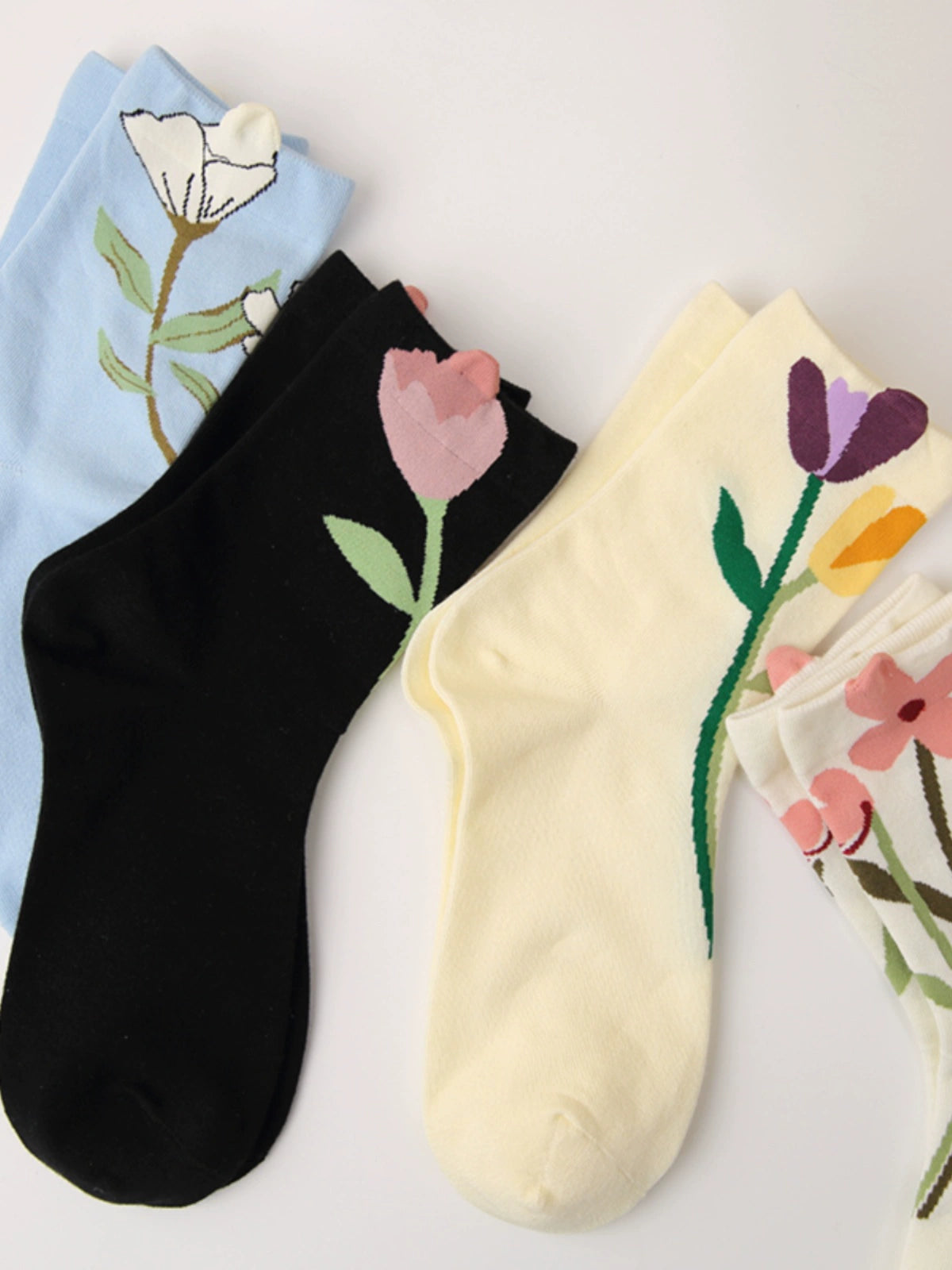 [4 Pairs] How to Wear Cute Girly Style? Spring Summer Pure Cotton Cute Wear