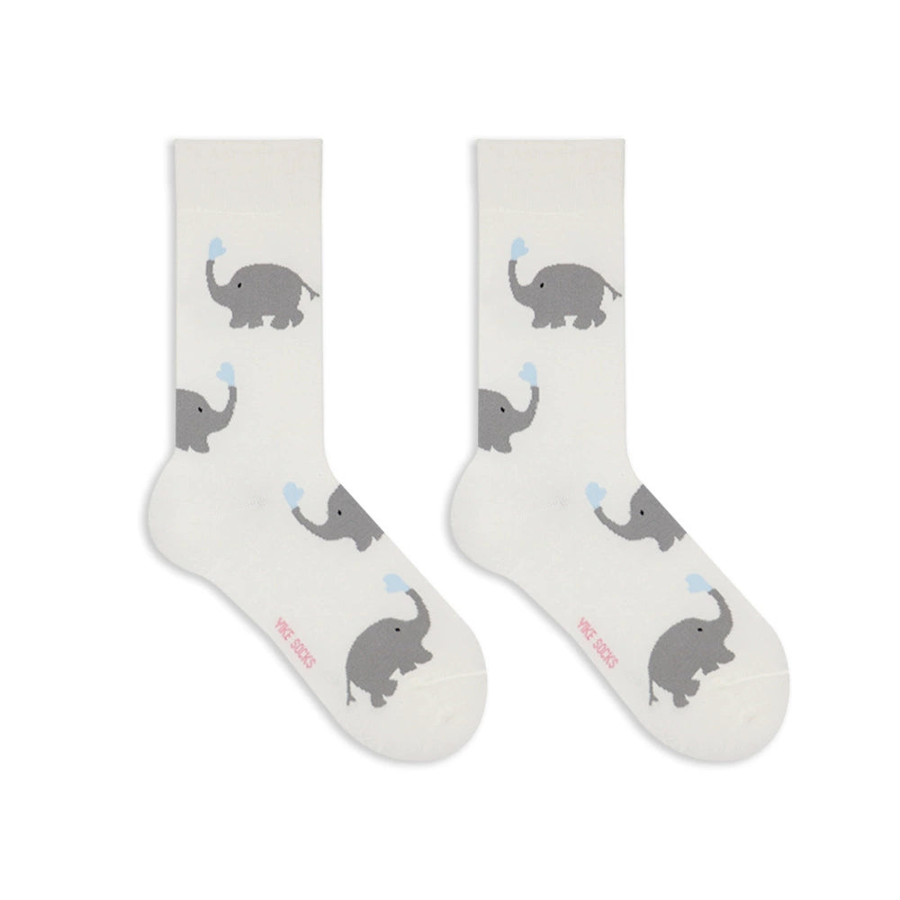 [3 Pairs] Cute Cartoon Love Elephant Girl Korean Style Japanese Style Simple Girl Wear