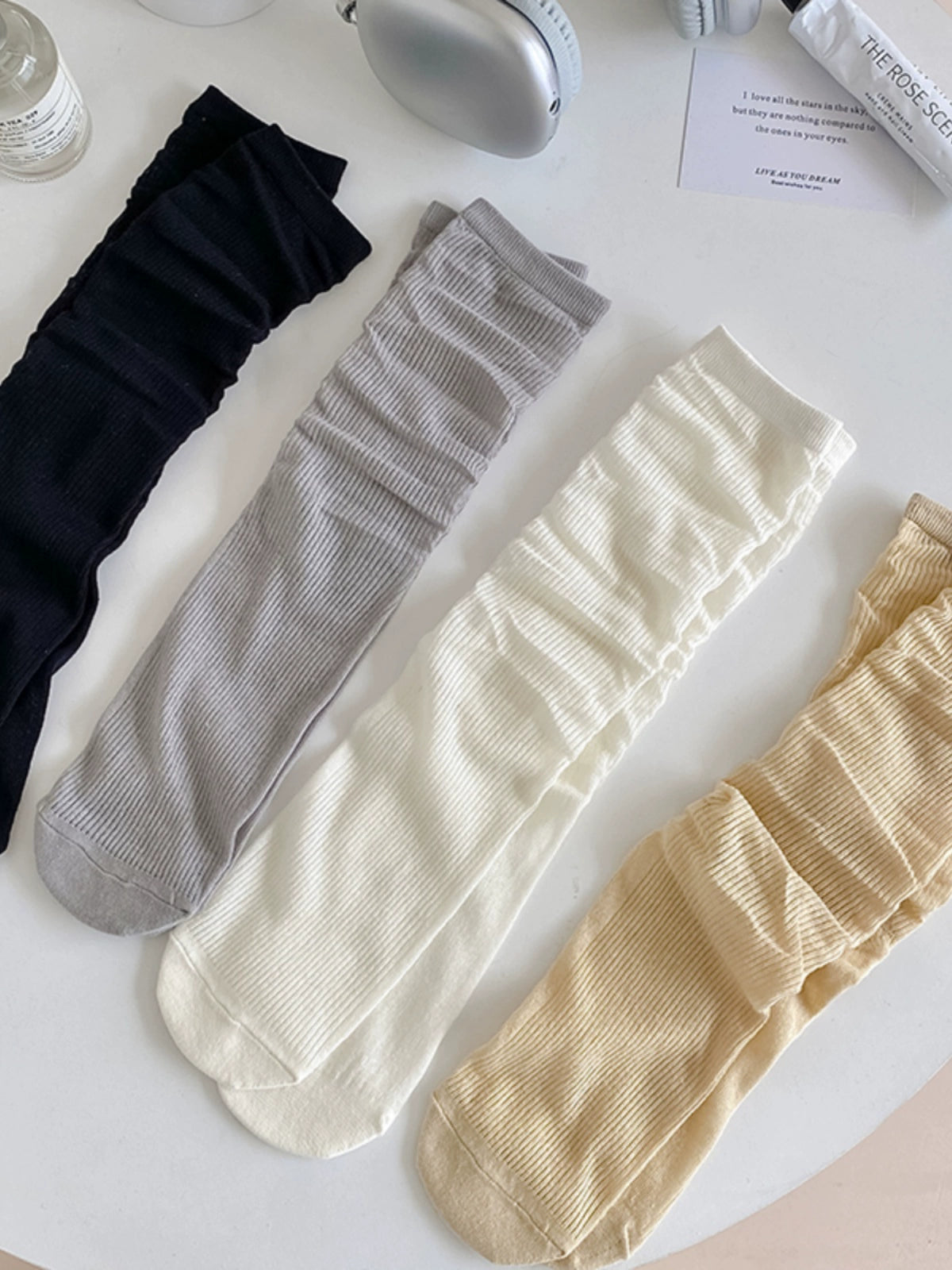 [4 Pairs] Thin Breathable Gentle Little Sister Solid Color Wear