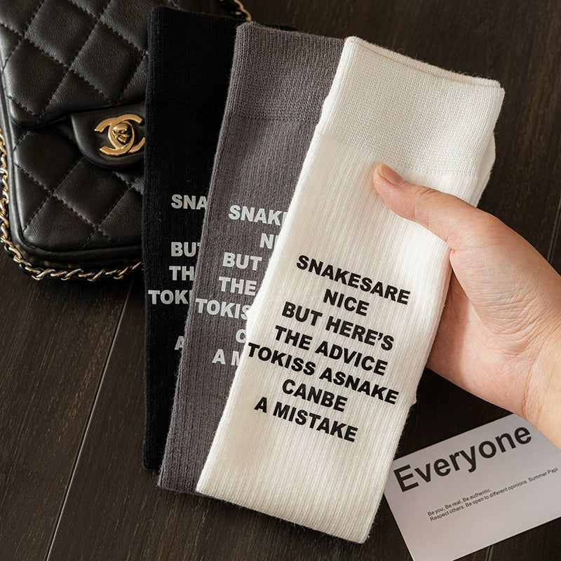 Spring and Summer Letters Calf Socks Simple and Generous