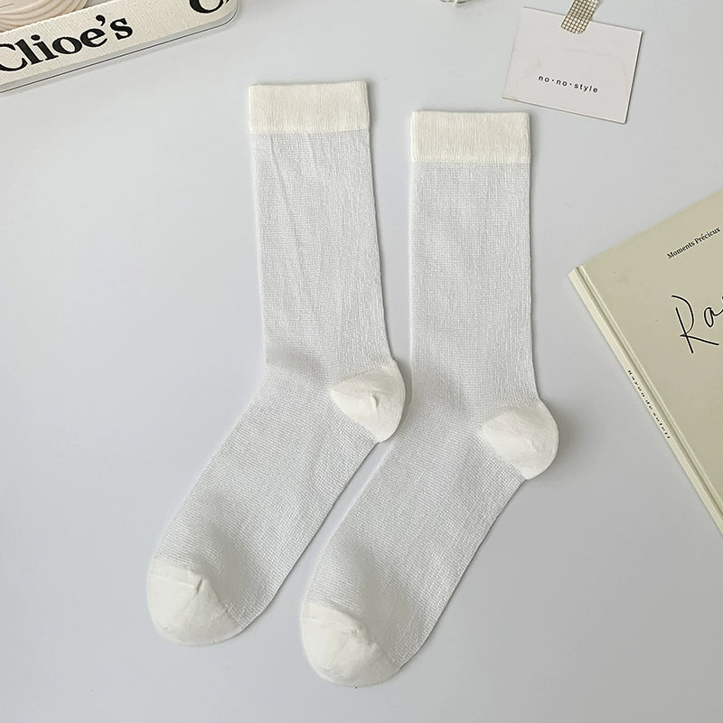 [4 Pairs] Thin Fine Mesh Breathable Leg Slimming Girlish Style Summer