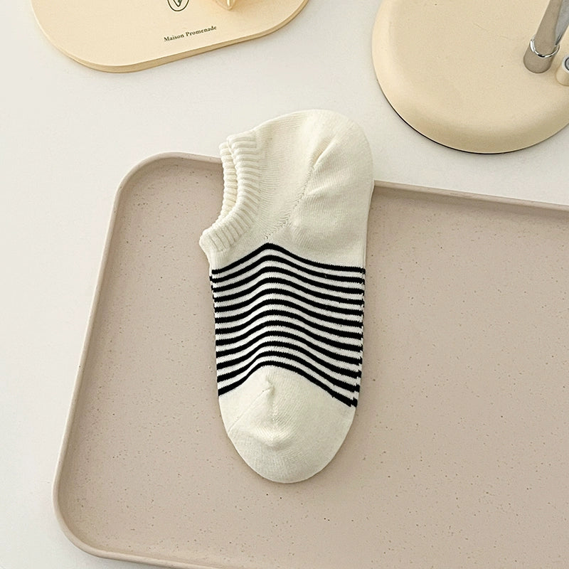 [3 Pairs] Thin Summer Stripes Control Simple and Happy Socks