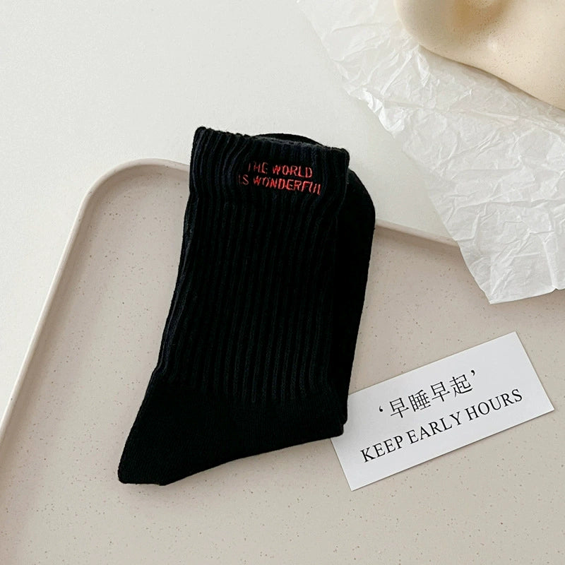 [7 Pairs] Spring and Summer White in Thin Section Letters Couples Fashion Shoes Matching Will Take You to Fashion