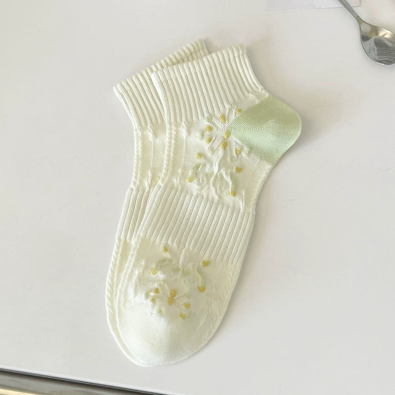 [5 Pairs] Make Your Every Day Full of Good Mood Spring and Summer Thin Breathable Pure Cotton