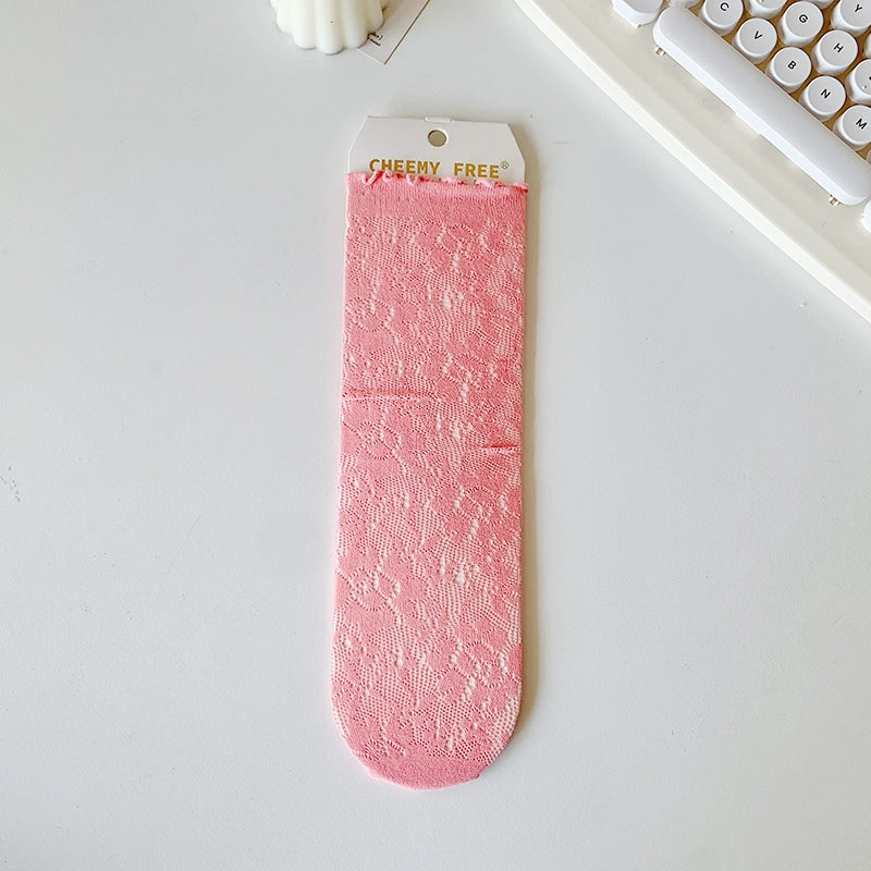 [5 Pairs] Summer Thin and Comfortable Breathable Mesh Pile Style Tube Socks