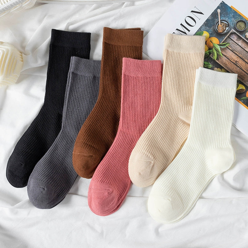 [5 Pairs] Spring and Summer Mid-Calf What! You Haven't Bought It Yet! Pure Cotton Fabric Is Comfortable and Breathable!