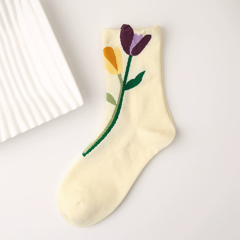 [4 Pairs] How to Wear Cute Girly Style? Spring Summer Pure Cotton Cute Wear