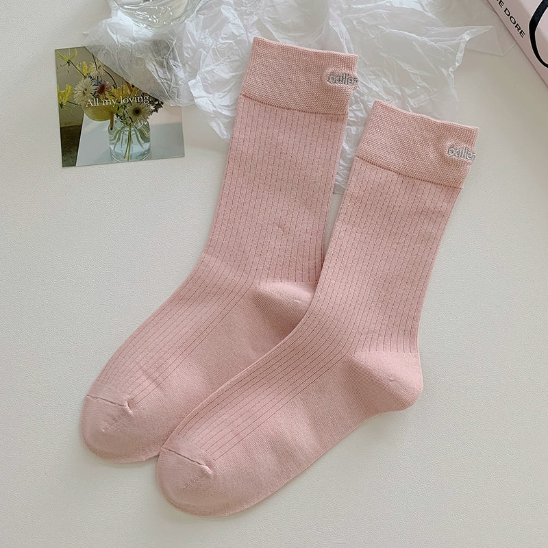 [5 Pairs] Spring and Summer Thin Heel Embroidery Breathable Pure Cotton Creates a Unique Wearing Effect