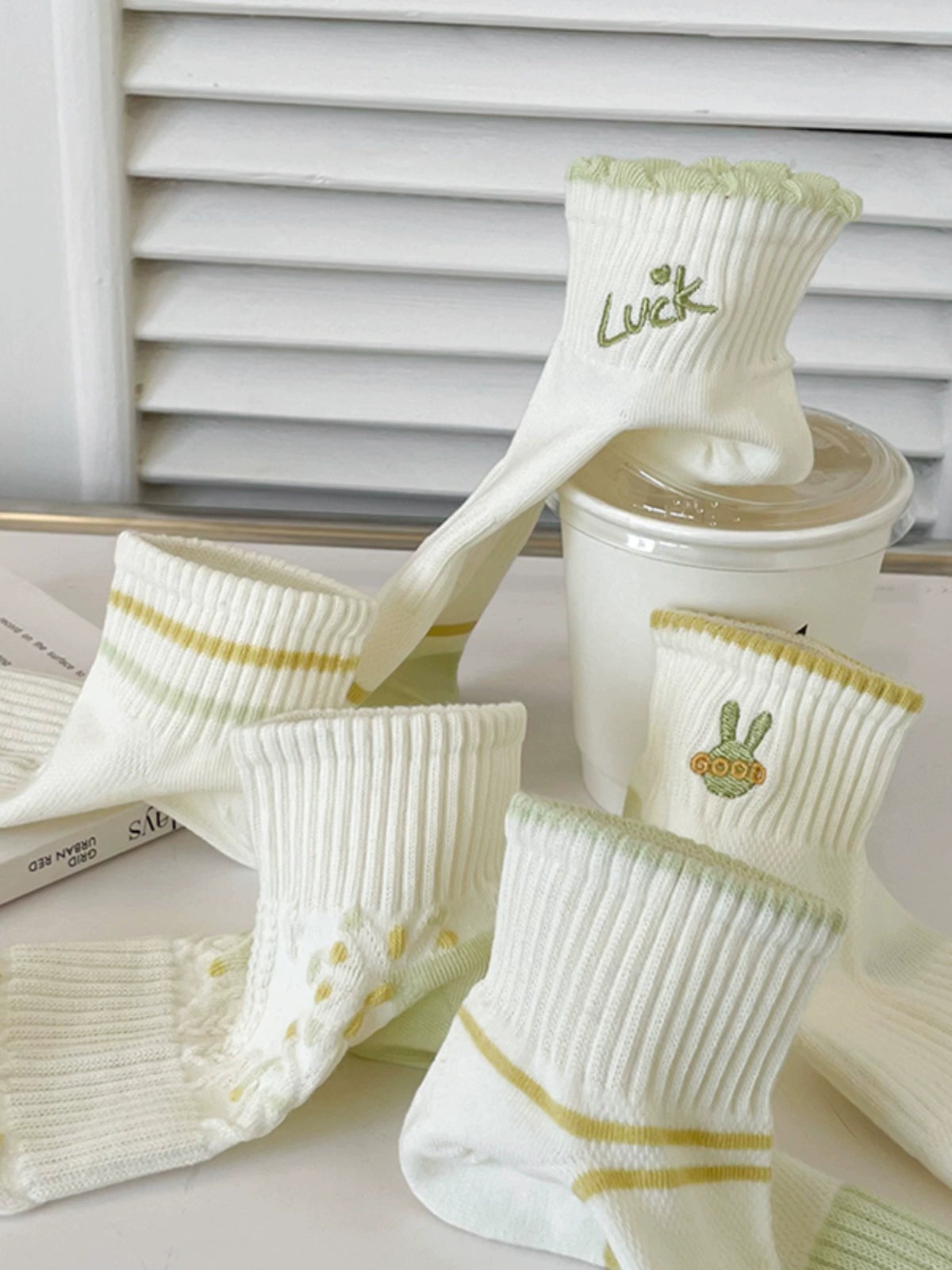 [5 Pairs] Make Your Every Day Full of Good Mood Spring and Summer Thin Breathable Pure Cotton