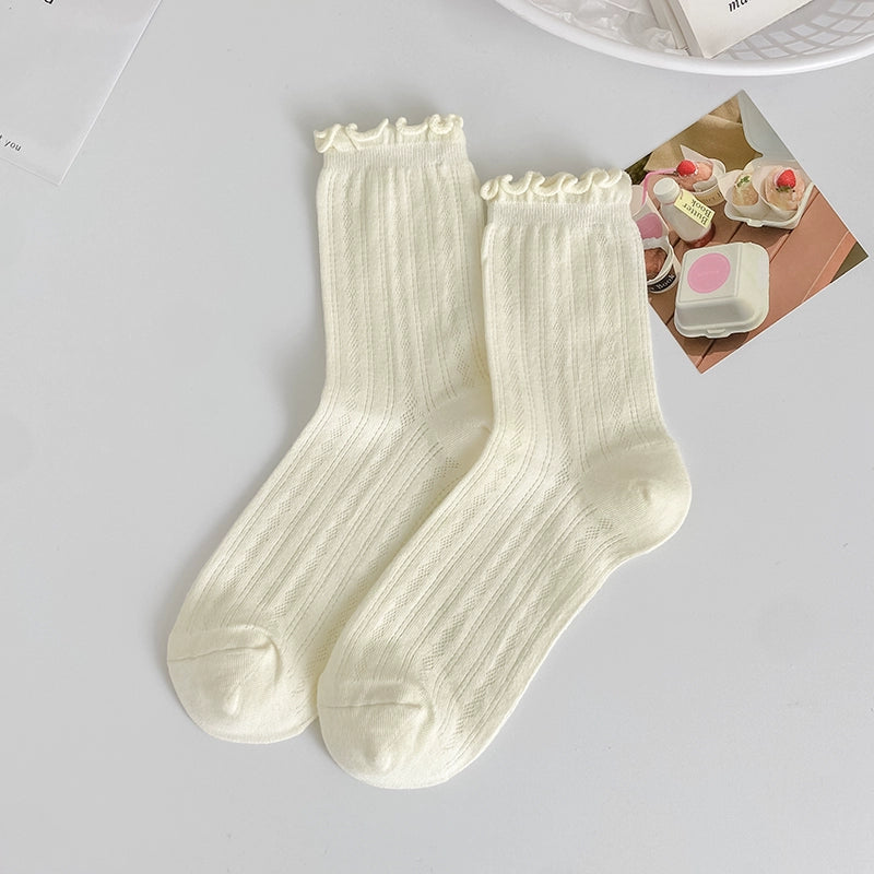 [5 Pairs] Summer Thin Pure Cotton Breathable Mesh Japanese and Korean Female Women's Socks