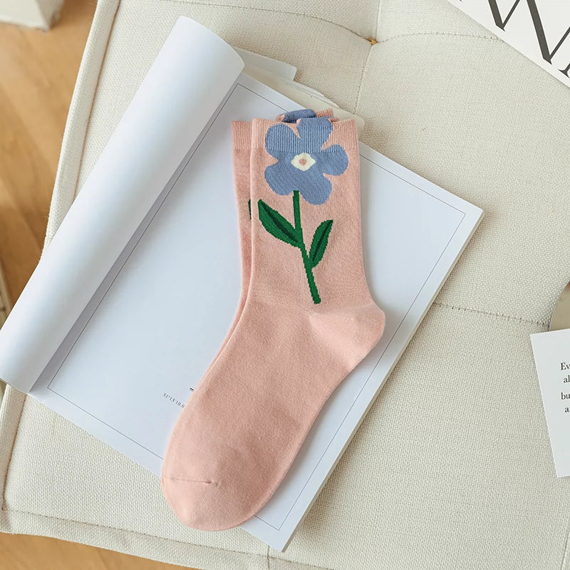 [5 Pairs] Spring and Summer Cotton Plant Flower Pattern Strange Flower Good Match
