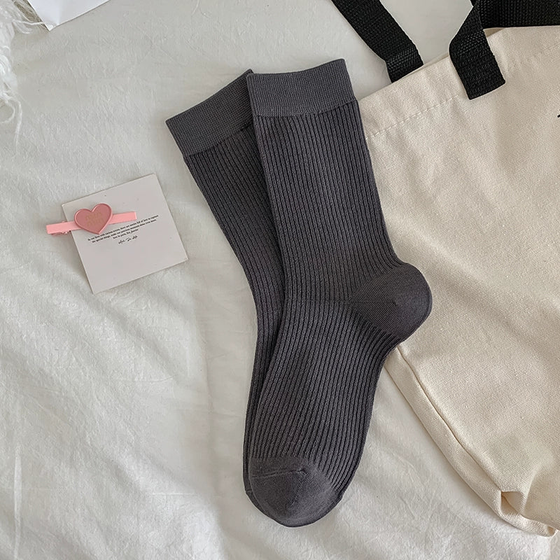 [5 Pairs] Spring and Summer Mid-Calf What! You Haven't Bought It Yet! Pure Cotton Fabric Is Comfortable and Breathable!