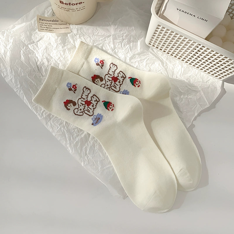 [4 Pairs] Trendy Cute Elements Summer Thin Breathable Japanese Cute Wear