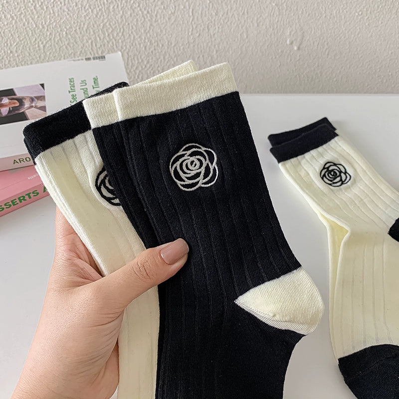 [2 Pairs] Spring and Summer Plain Lotus Heel Cute People Easy to Match Socks