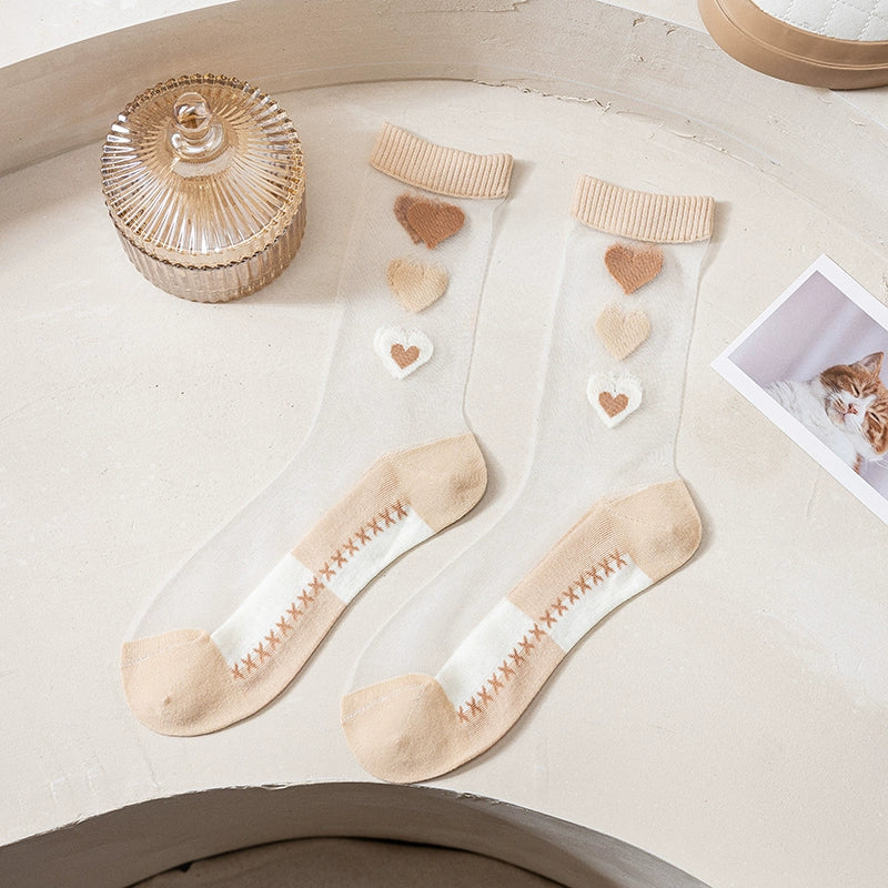 [5 Pairs] Spring and Summer Thin Kanekalon Transparent Honey Plaid Flower Breathable