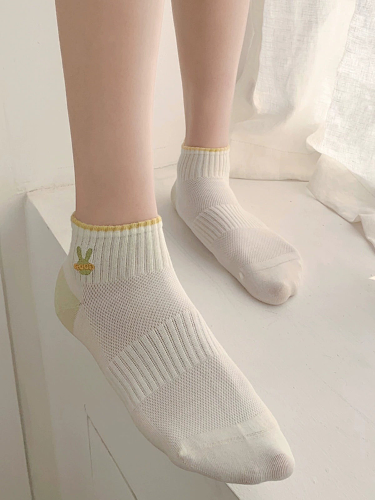 [5 Pairs] Make Your Every Day Full of Good Mood Spring and Summer Thin Breathable Pure Cotton