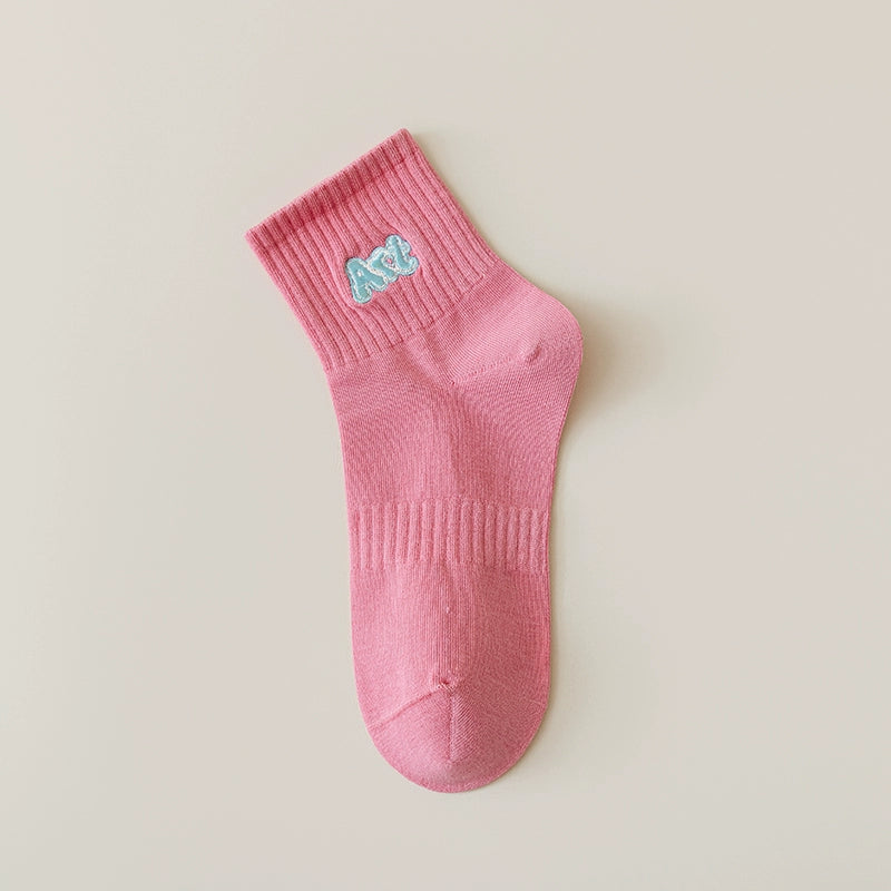 [5 Pairs] Fashion Trend Spring and Summer Thin Breathable Embroidered Pure Cotton Boat Leading Fashion Trend