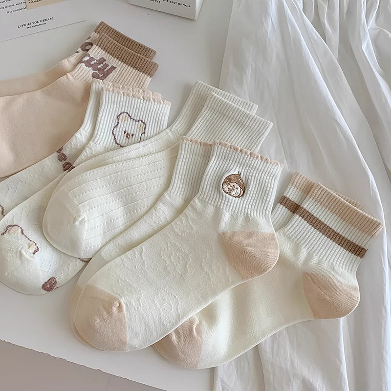 [5 Pairs] Create a Different Self-Made Spring and Summer Thin Pure Cotton Breathable