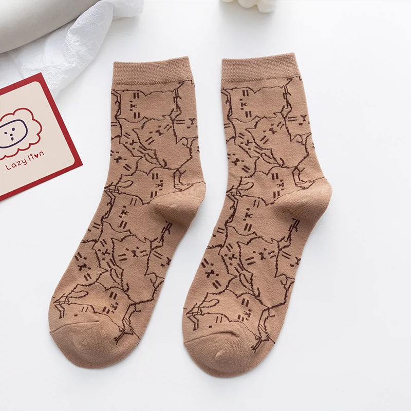 [2 Pairs] Spring Summer Japanese Cat Style Cute Cat Fashion Socks