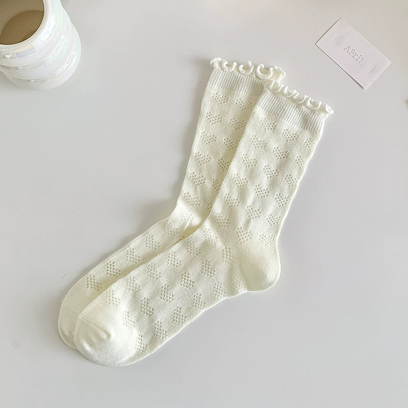 [4 Pairs] Summer Thin Breathable Wooden Ear Fairy Solid Color Simple Wear