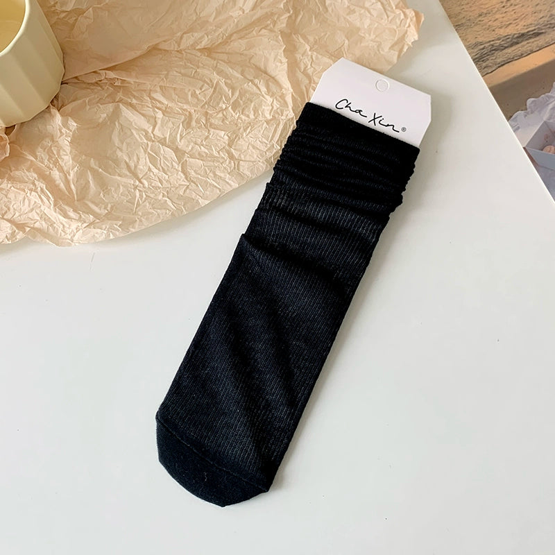 [4 Pairs] Thin Breathable Gentle Little Sister Solid Color Wear