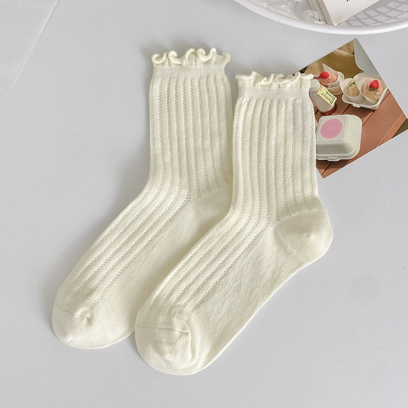 [5 Pairs] Summer Thin Pure Cotton Breathable Mesh Japanese and Korean Female Women's Socks