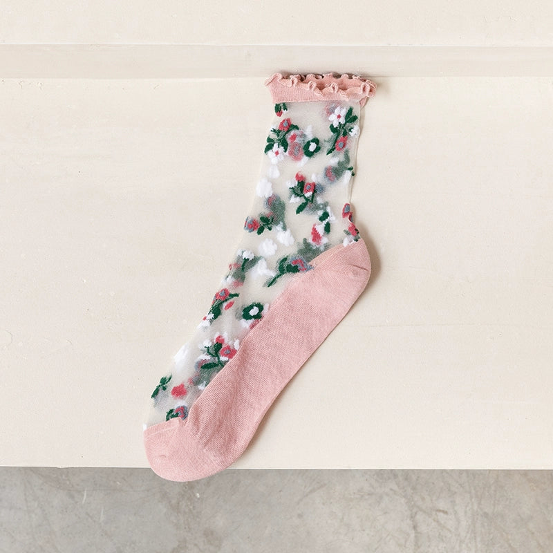 [5 Pairs] Summer Thin Little Flowers Kanekalon Wooden Ear Breathable Little Girl Wear