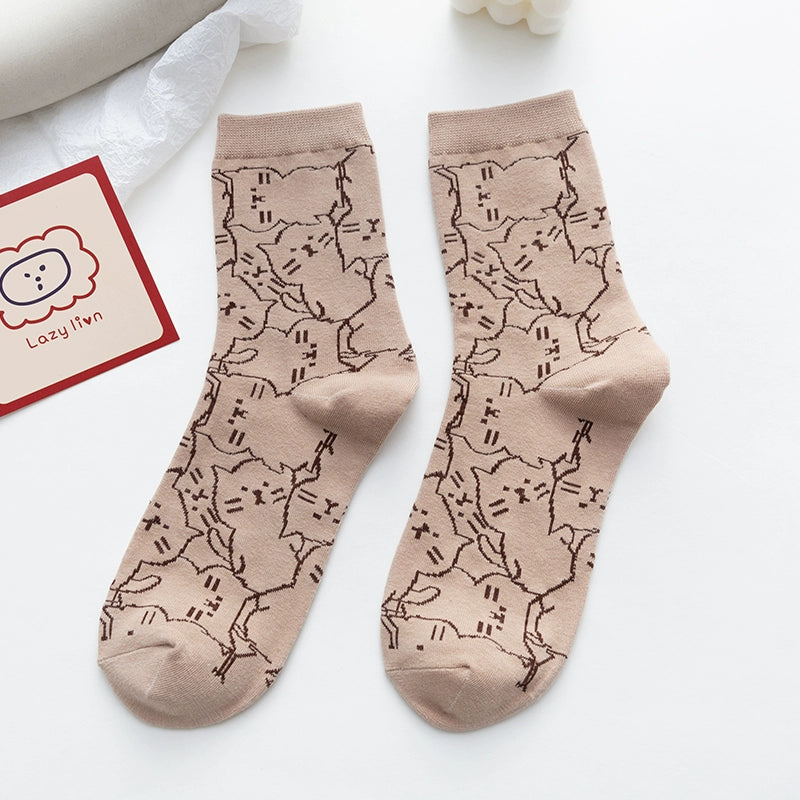 [2 Pairs] Spring Summer Japanese Cat Style Cute Cat Fashion Socks