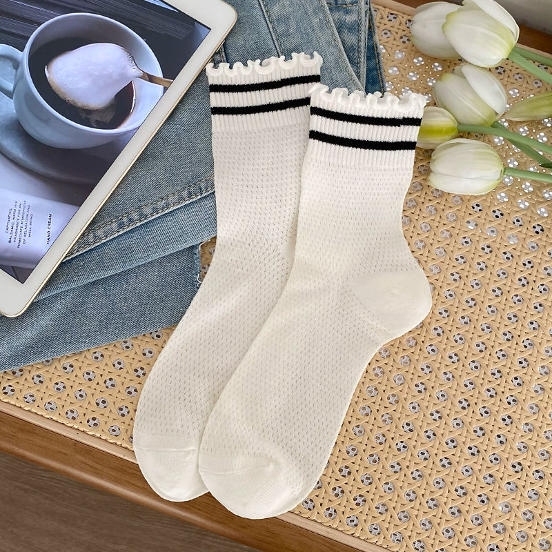 [4 Pairs] It Can Also Be Very Cute to Wear Spring and Summer Thin Breathable Stripes Series If You Don't Believe It