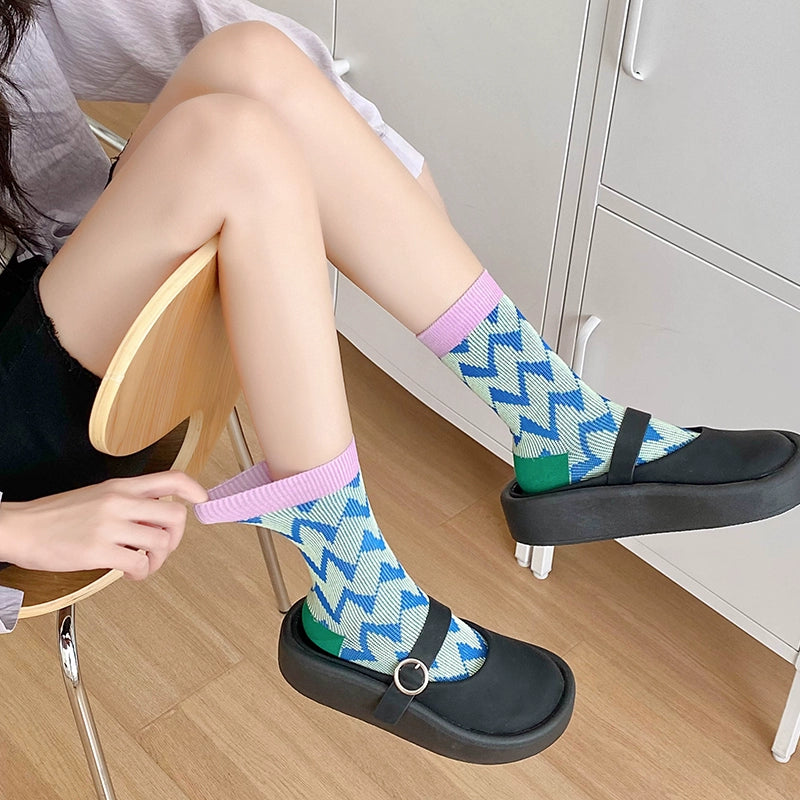 [3 Pairs] Happy to Wear Spring and Summer Thin Breathable Double Needle Style to Express Your Mood