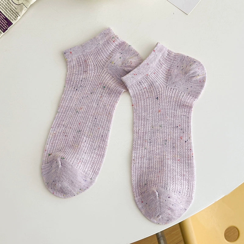 [5 Pairs] Summer NEPs Yarn Boats Starry Breathable Sweat Absorbing Simple Fashion