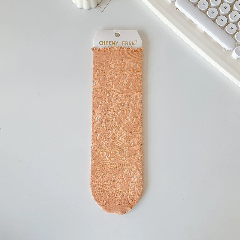 [5 Pairs] Summer Thin and Comfortable Breathable Mesh Pile Style Tube Socks