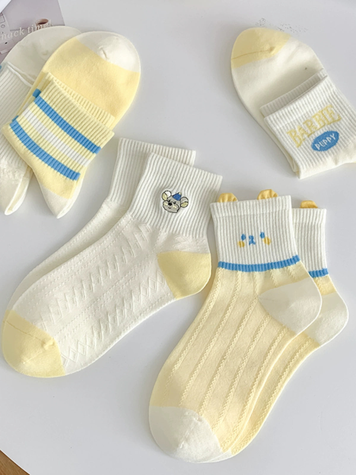 [5 Pairs Pack] Spring and Summer Thin Breathable Pure Cotton Makes Your Life Full of Surprises and Fun