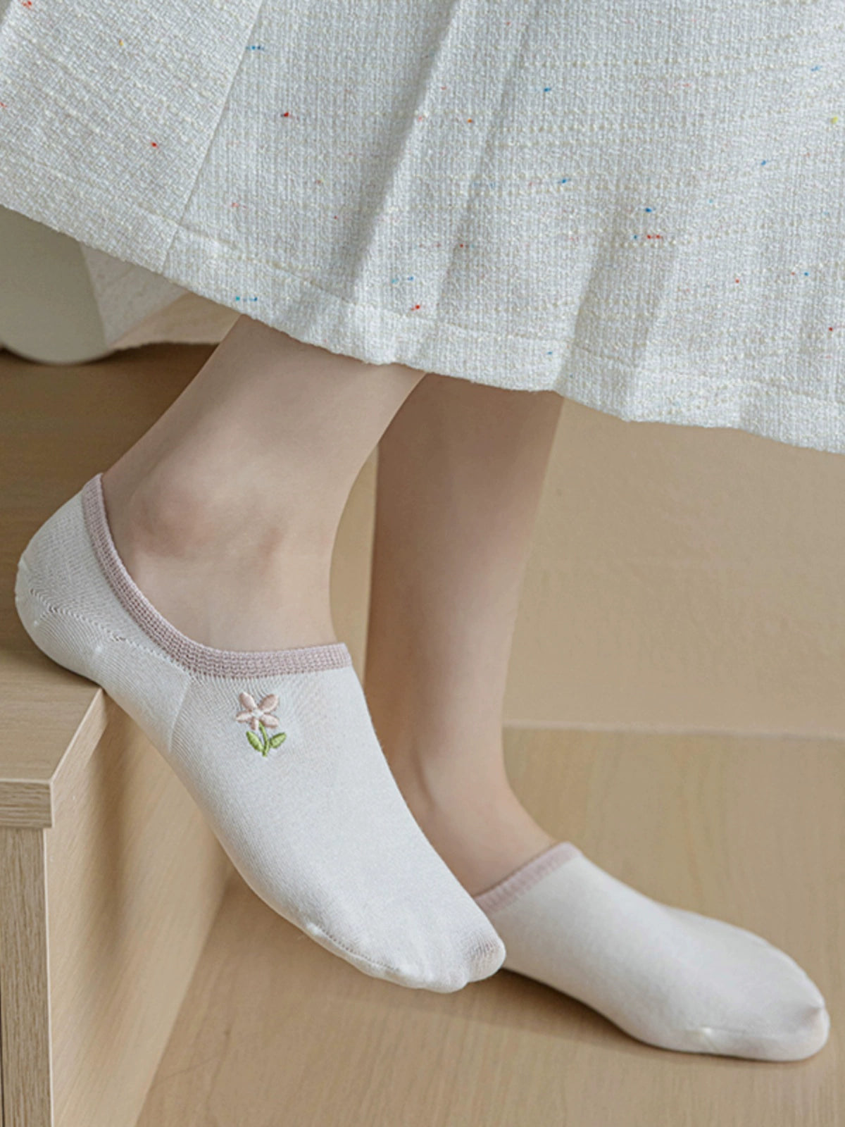 [7 Pairs] Cute Girl Heart Spring and Summer Thin Pure Cotton Full Wear Guide