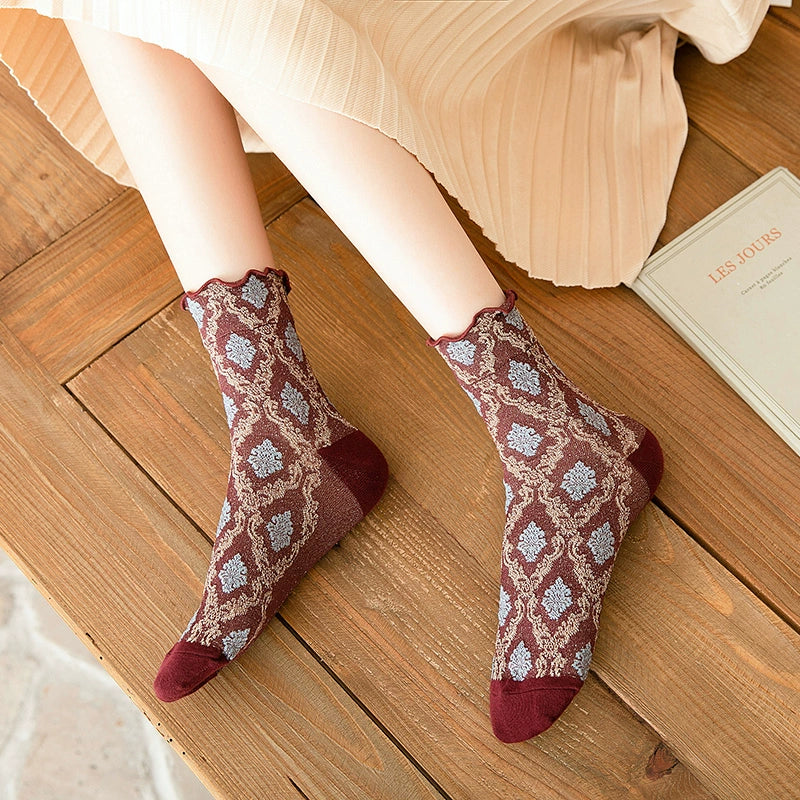 [2 Pairs] Spring and Summer Rhombus Lace Gold and Silver Silk Wear Fashionable Preface