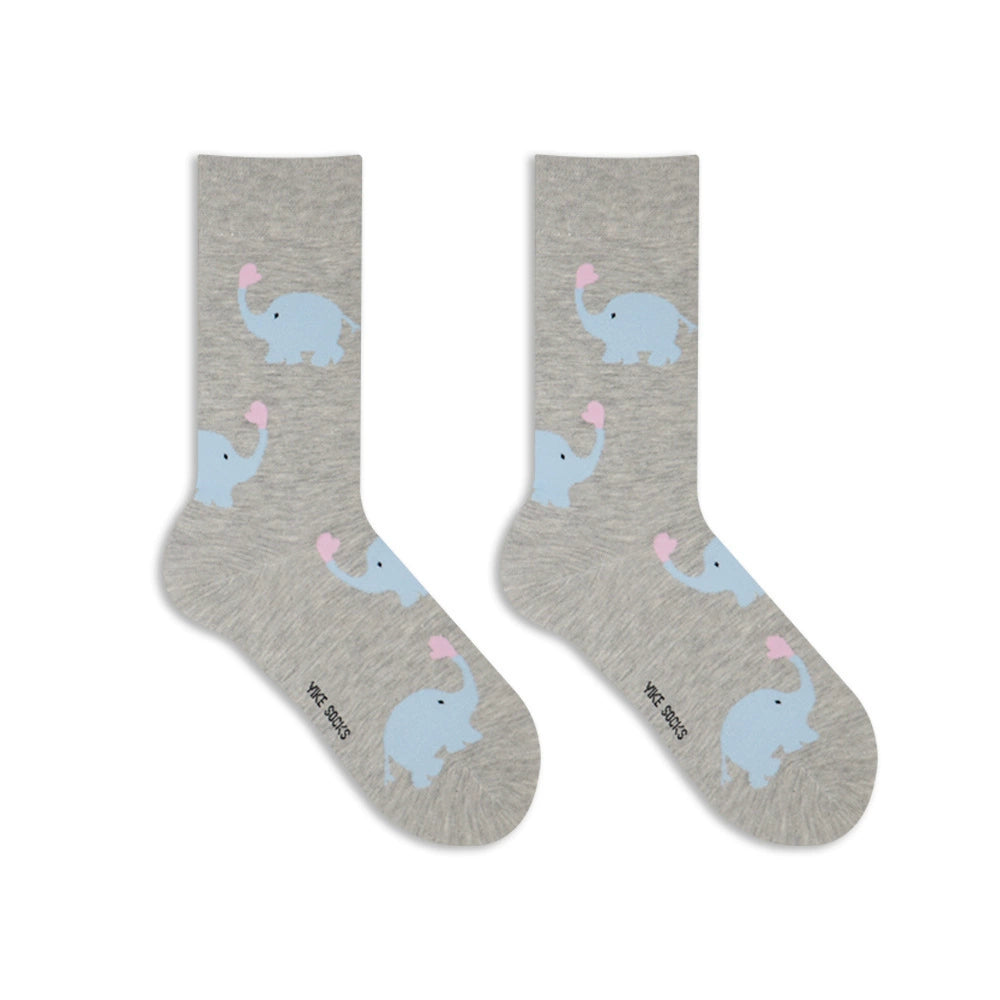 [3 Pairs] Cute Cartoon Love Elephant Girl Korean Style Japanese Style Simple Girl Wear