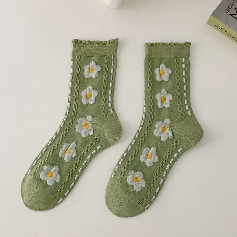 [2 Pairs] Spring-Summer New Type Cotton Women's Mid-Calf Plant Mori Style Women's Socks