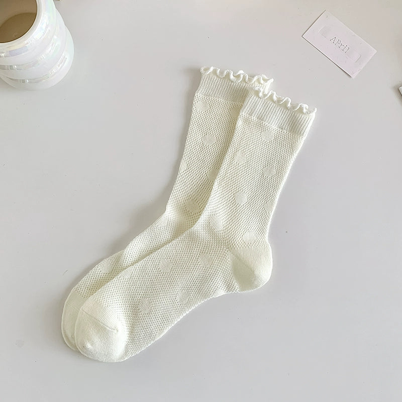 [4 Pairs] Summer Thin Breathable Wooden Ear Fairy Solid Color Simple Wear