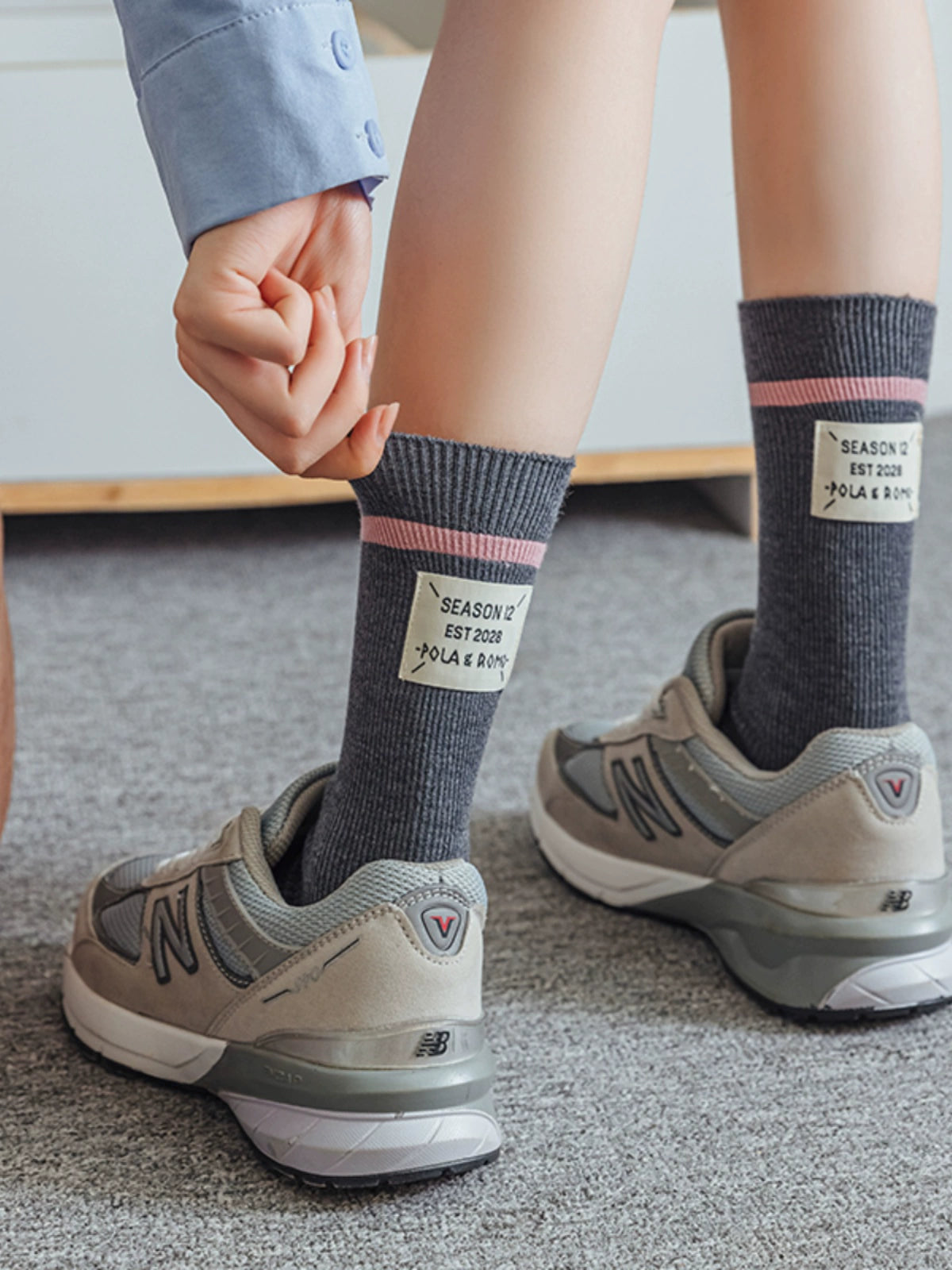 [3 Pairs] Three-Color Wool Heel Cloth Label Spring and Summer Soft Glutinous Simple and Comfortable Fashion Middle Wow