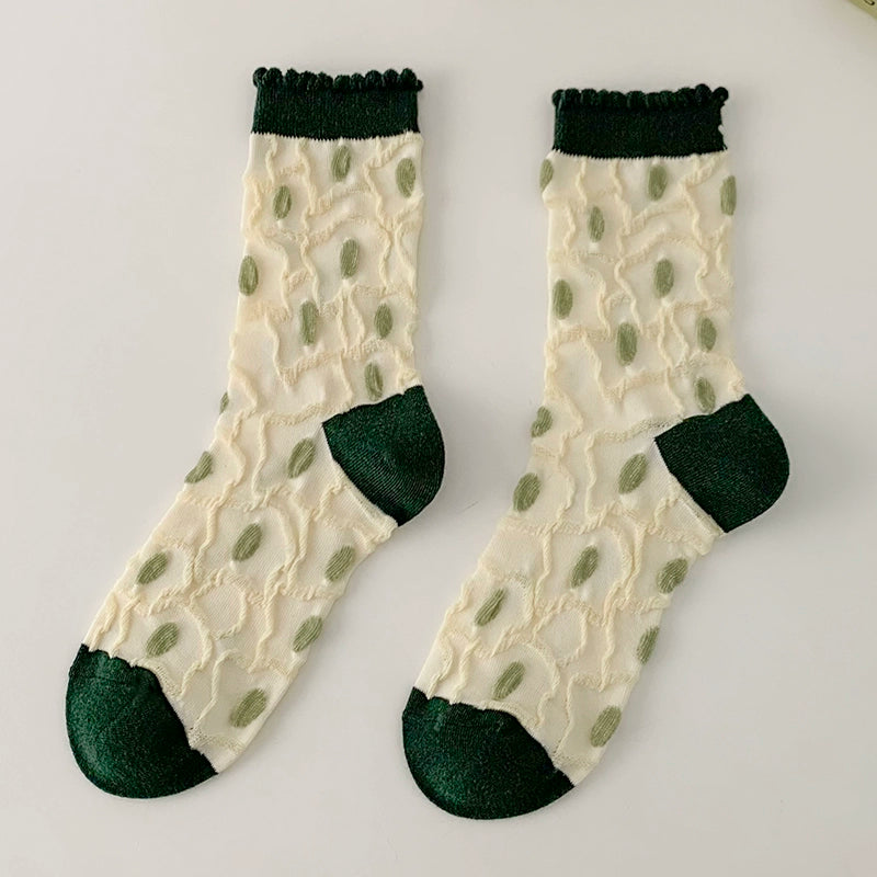 [2 Pairs] Spring-Summer New Type Cotton Women's Mid-Calf Plant Mori Style Women's Socks