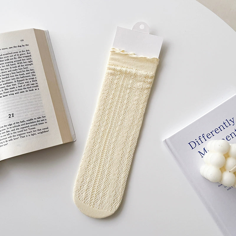 [4 Pairs] Summer Mesh Breathable Thin Cotton Simple Elegant Socks