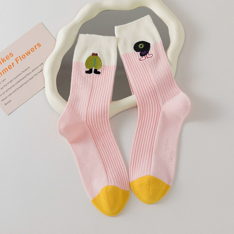 [3 Pairs] Simple Aesthetics, Improve Your Wearing Partner's Spring and Summer Thin Cute Embroidery