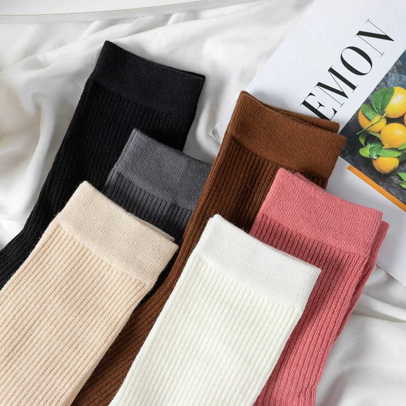 [5 Pairs] Spring and Summer Mid-Calf What! You Haven't Bought It Yet! Pure Cotton Fabric Is Comfortable and Breathable!